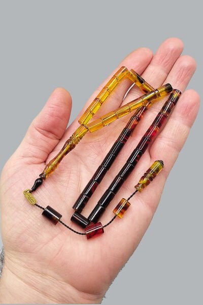 Ayhan Turan Usta Işçilikli Ateş Kehribar Tesbih 6*10 mm Kapsül Sistemli Imzalı Tespih