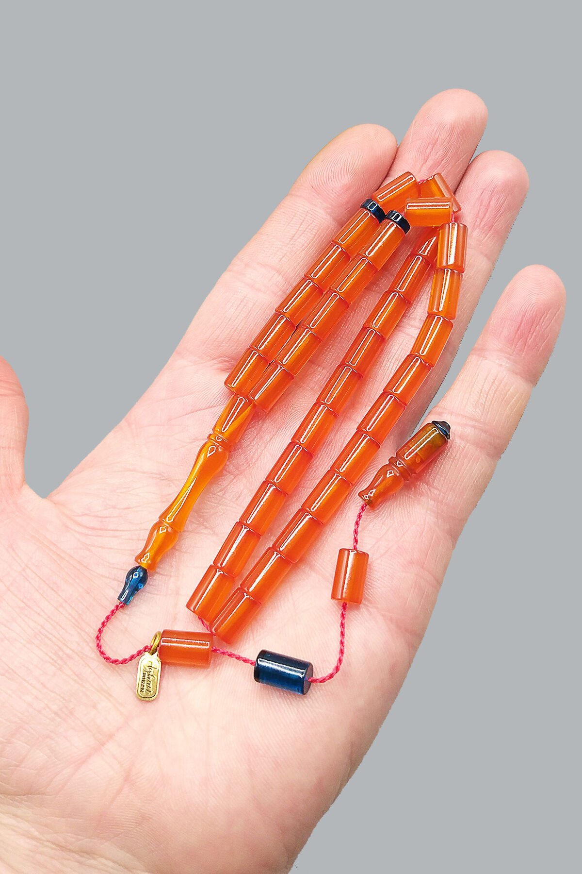 Ayhan Turan Usta Işçilikli Ateş Kehribar Tesbih 6*10 mm Kapsül Sistemli Imzalı Tespih