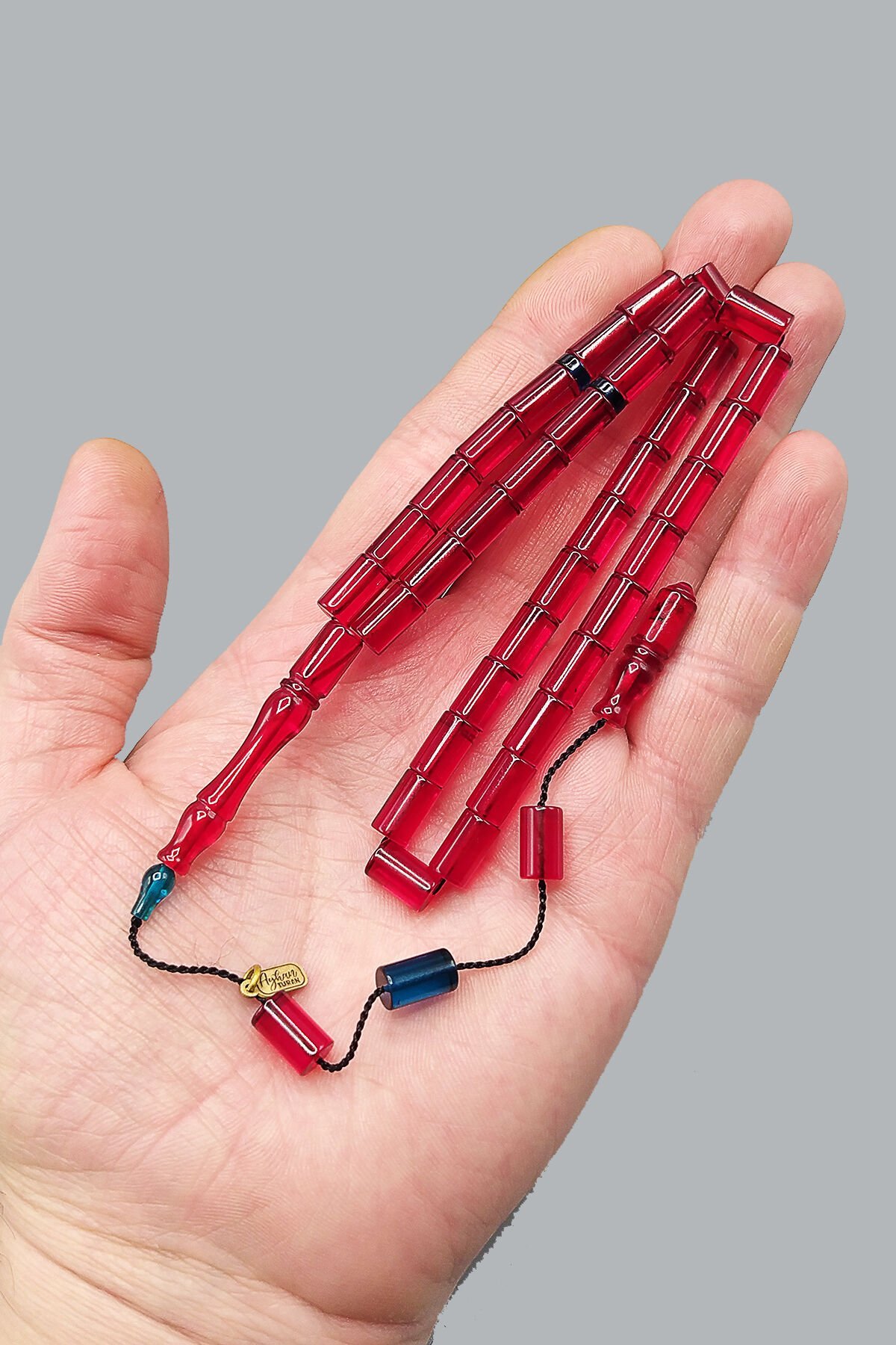 Ayhan Turan Usta Işçilikli Ateş Kehribar Tesbih 6*10 mm Kapsül Sistemli Imzalı Tespih