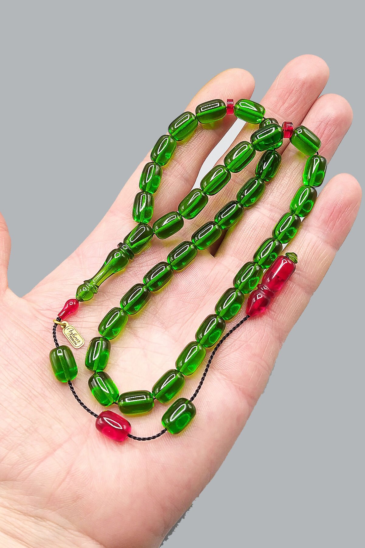 Ayhan Turan Usta Işçilikli Ateş Kehribar Tesbih 7x11 mm Kapsül Sistemli Imzalı Tespih