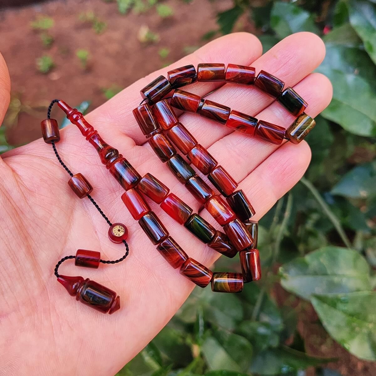 Mesut Elma Usta İmzalı Renk Cümbüşü Sıkma Kehribar Tesbih