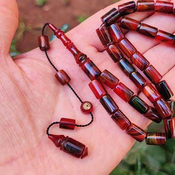 Mesut Elma Usta İmzalı Renk Cümbüşü Sıkma Kehribar Tesbih