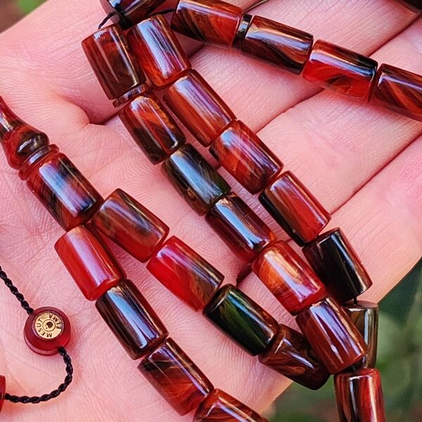 Mesut Elma Usta İmzalı Renk Cümbüşü Sıkma Kehribar Tesbih