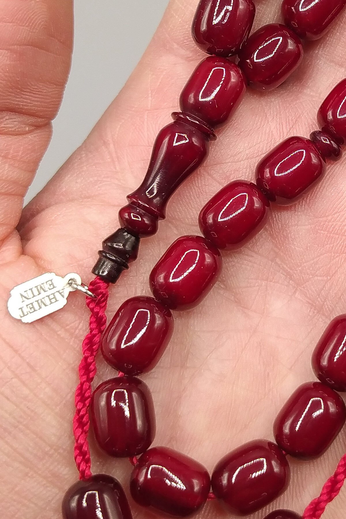 Ahmet Emin Usta İmzalı Yeni Döküm Çubuk Katalin Baga Tesbih 9*13 mm Sistemli Tespih