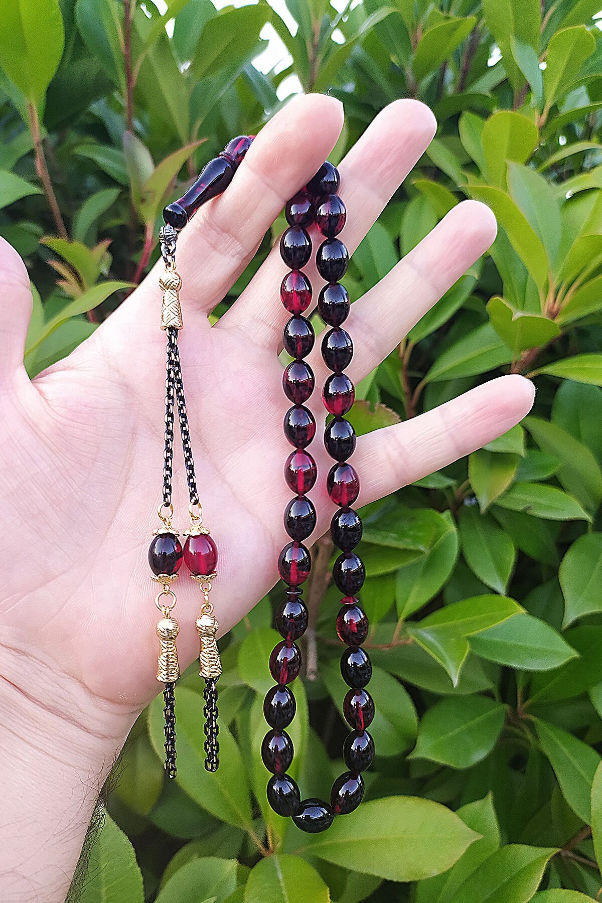 8*12 mm Beyzi Kesim Sıkma Ateş Kehribar Tesbih Faris Baydun Usta Orjinal Ateşi Kehribar Tespih