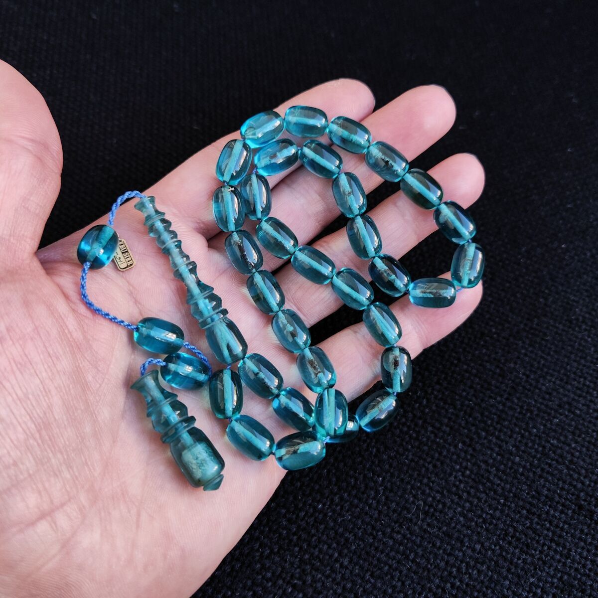 Turkuaz Mavi Şeffaf Katalin Tesbih | Ebu Sırr