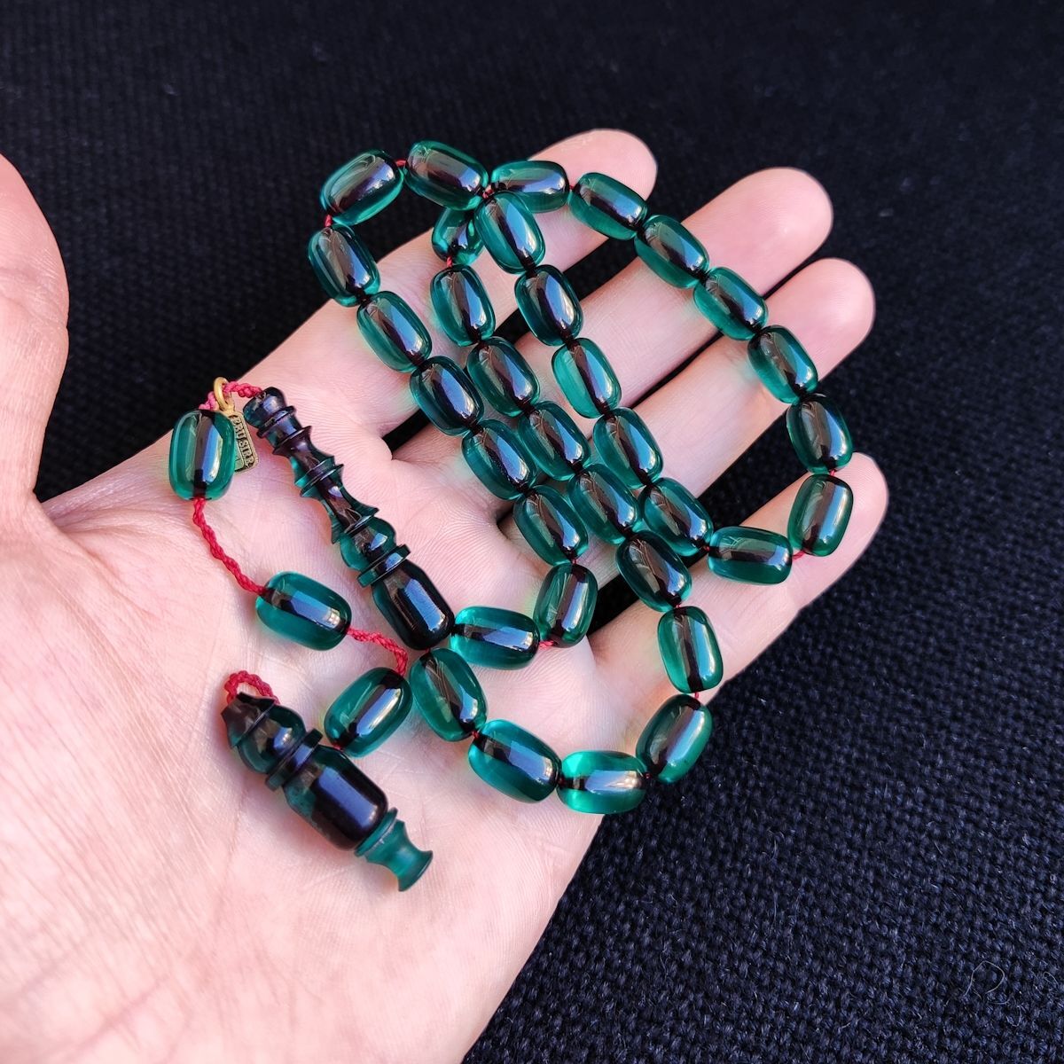 Petrol Yeşili Şeffaf Katalin Tesbih | Ebu Sırr