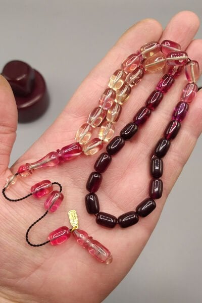 Ayhan Turan Usta İşçilikli Ateş Kehribar Tesbih 7*11 mm Kapsül Sistemli İmzalı Tespih