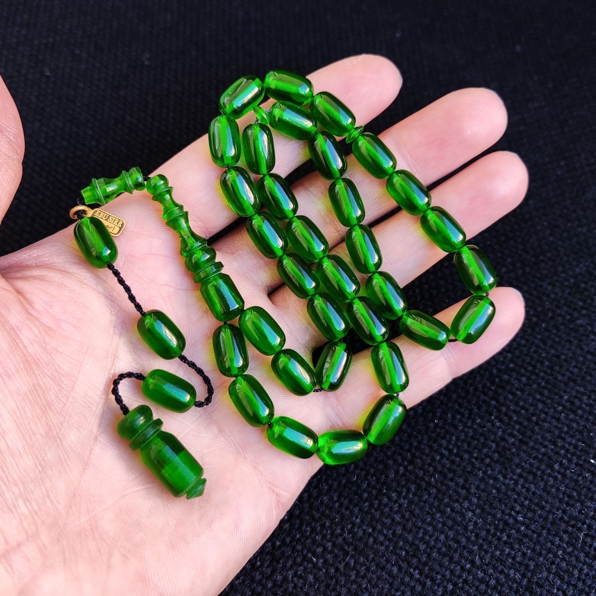 Çimen Yeşili Şeffaf Katalin Tesbih | Ebu Sırr