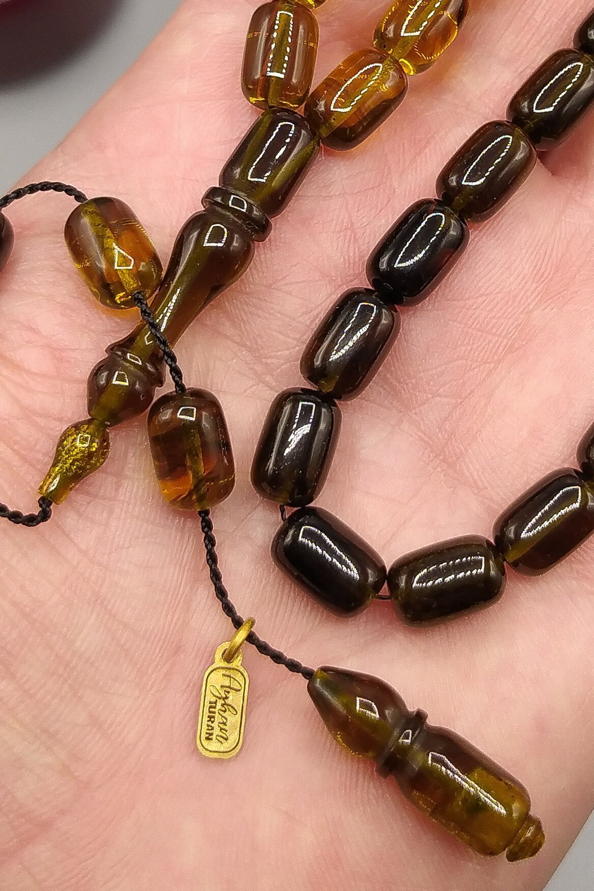 Ayhan Turan Usta İşçilikli Ateş Kehribar Tesbih 7*11 mm Kapsül Sistemli İmzalı Tespih