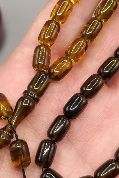 Ayhan Turan Usta İşçilikli Ateş Kehribar Tesbih 7*11 mm Kapsül Sistemli İmzalı Tespih