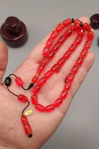 Ayhan Turan Usta İşçilikli Ateş Kehribar Tesbih 7*11 mm Kapsül Sistemli İmzalı Tespih