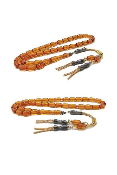 Süpürge Püsküllü Bal Sarısı Renk Ateşi Kehribar Tesbih Renk Alma Garantili Sıkma Ateş Zar Tespih