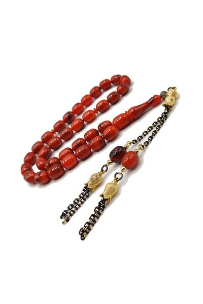 8*12 mm Kapsül Kesim Mişmişi Katalin Tesbih Altın Kaplama Tesbih Püsküllü Faris Usta Kehribar Tespih