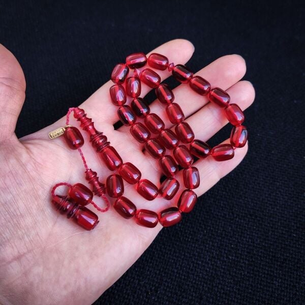 Kırmızı Şeffaf Katalin Tesbih | Ebu Sırr