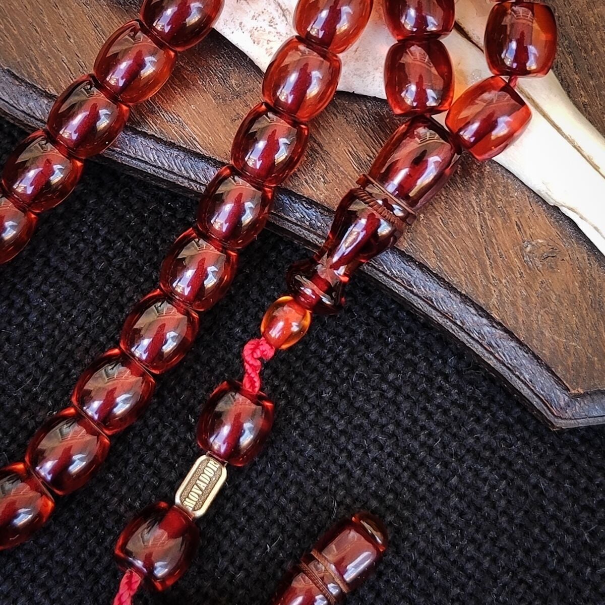 Çay Rengi Eski Usül Çubuk Sıkma Kehribar Tesbih