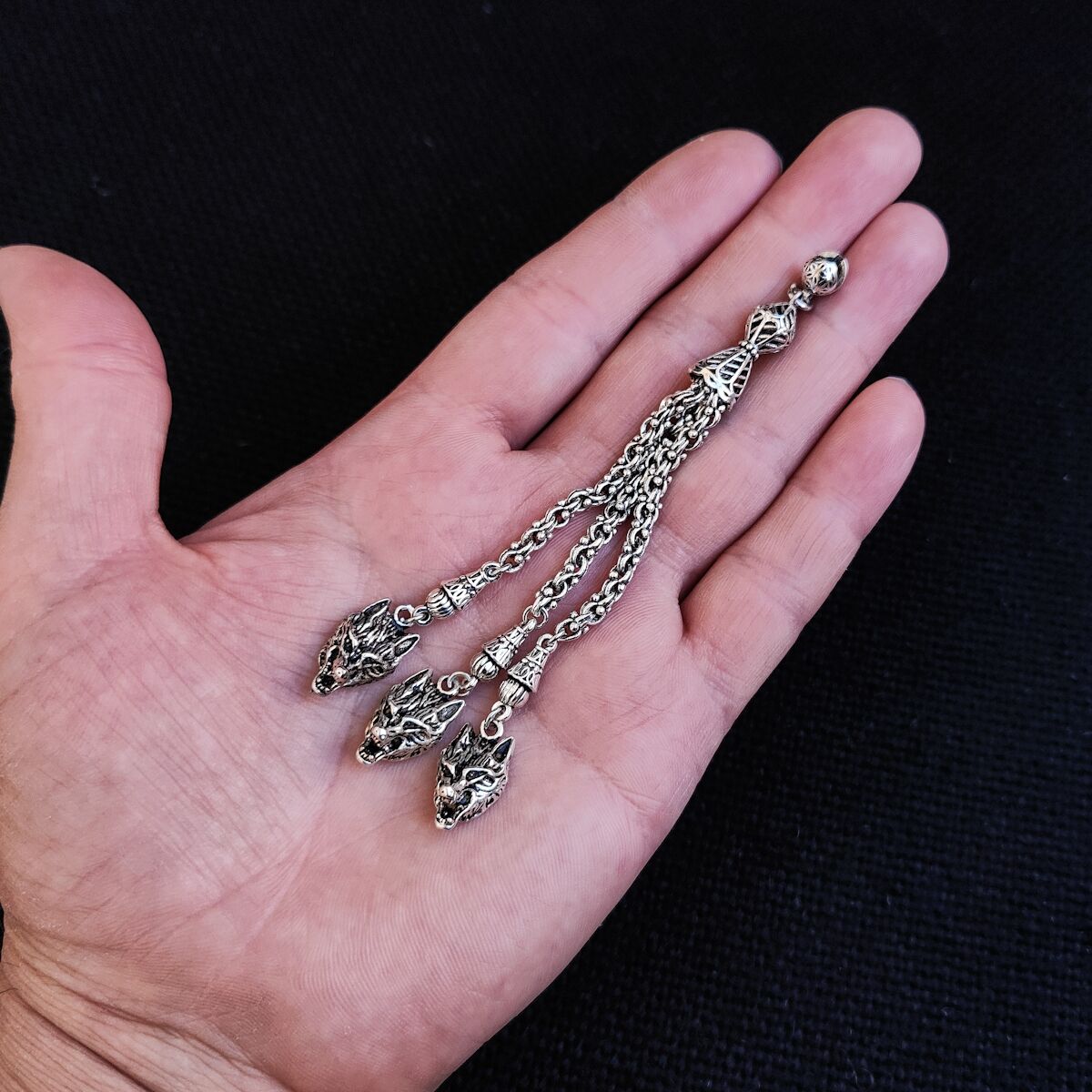 3 Dallı Orjinal Gümüş Kaplama Pirinç Püskül | Bozkurt Model