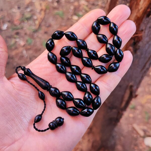 9x12 mm Siyah Alman Fiber Tesbih | Usta İşçilikli Tespih