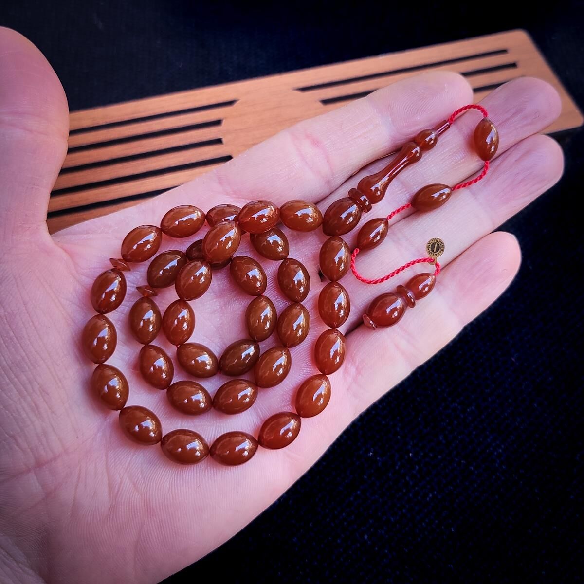 8x12 mm Kahverengi Fatih Erbabacan Usta İşçilikli Zar Kehribar Tesbih