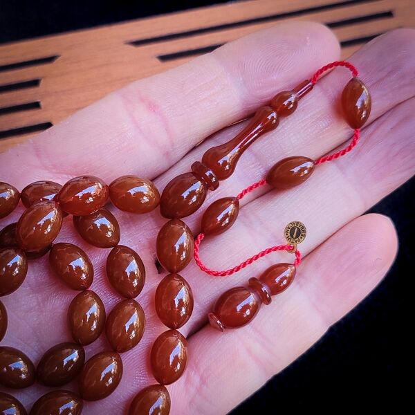 8x12 mm Kahverengi Fatih Erbabacan Usta İşçilikli Zar Kehribar Tesbih