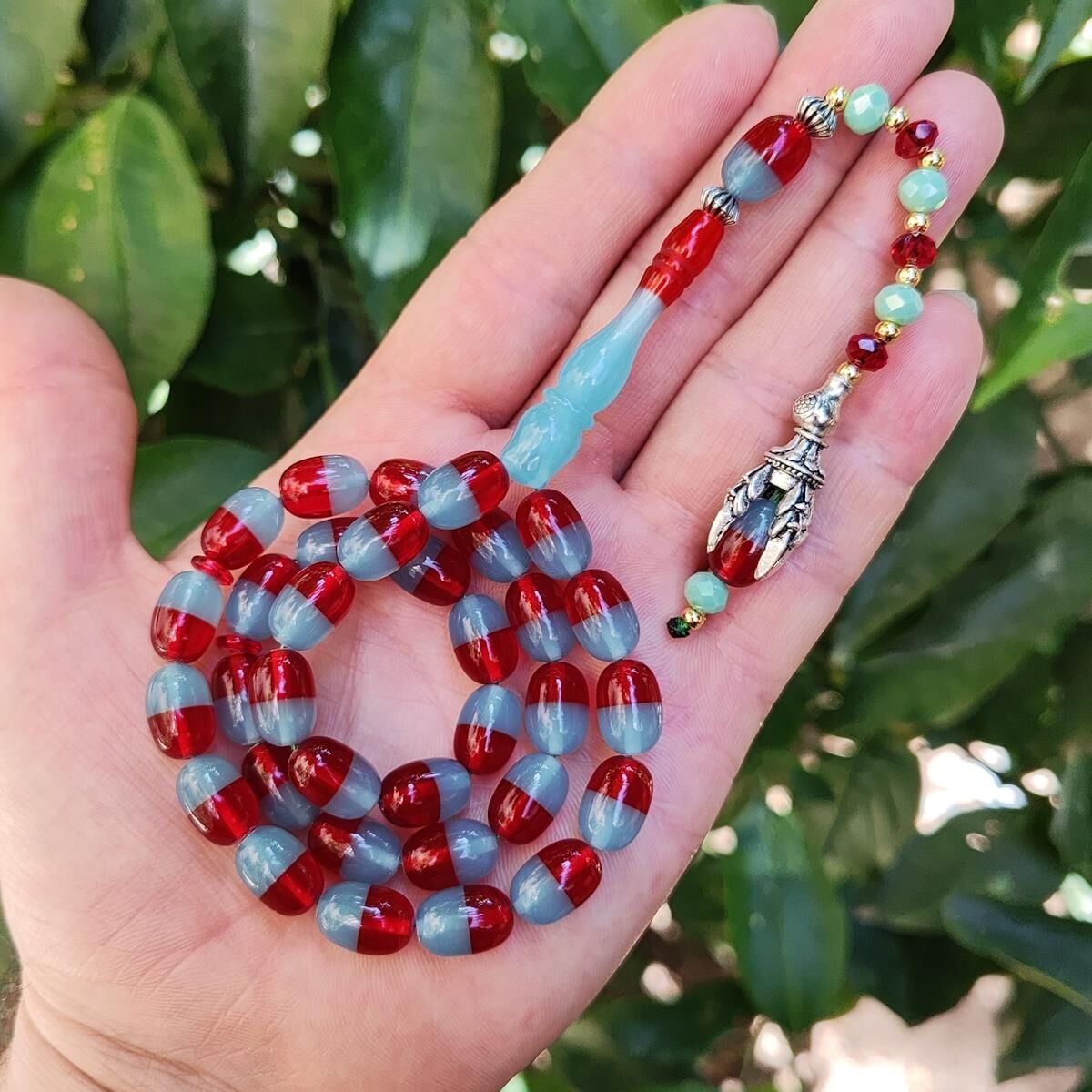 9x12 mm Pençe Model Bordo Mavi Taraftar Tesbih - Pleksi Glass Uçak Camı Tesbih