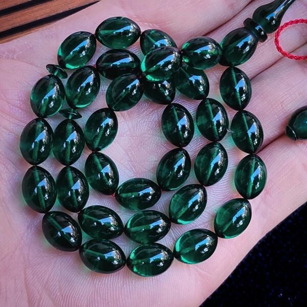 8x12 mm Petrol Yeşili Fatih Erbabacan Usta İşçilikli Zar Kehribar Tesbih