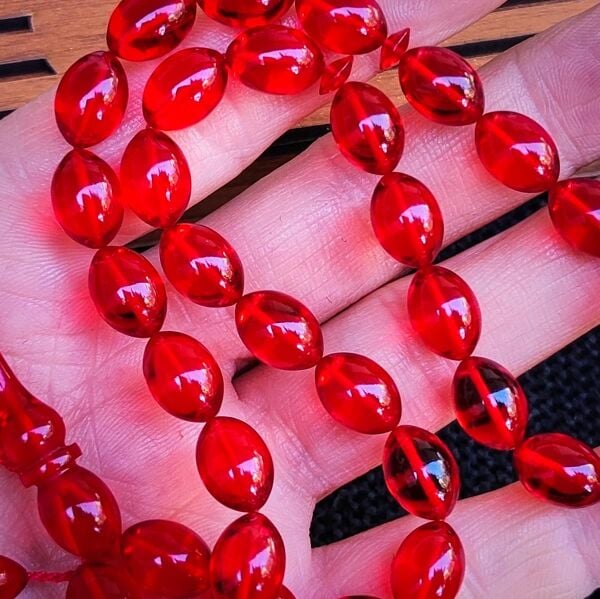 8x12 mm Kırmızı Fatih Erbabacan Usta İşçilikli Zar Kehribar Tesbih