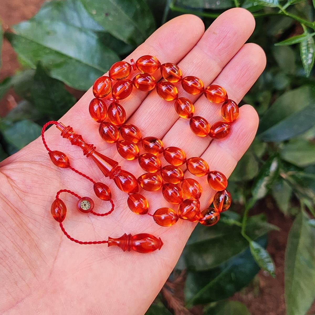 8x11 mm Bal Rengi Mesut Elma Usta İmzalı Zar Kehribar Tesbih