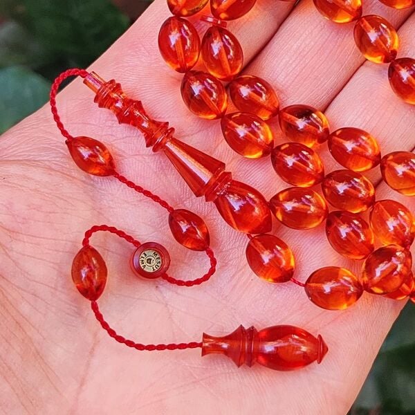 8x11 mm Bal Rengi Mesut Elma Usta İmzalı Zar Kehribar Tesbih