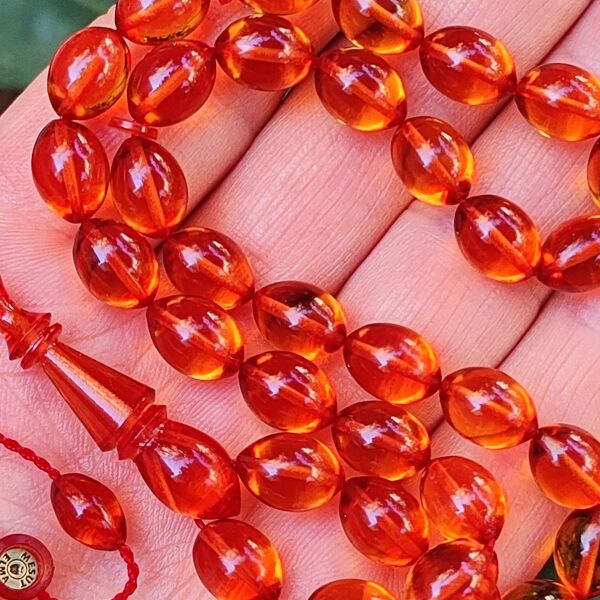 8x11 mm Bal Rengi Mesut Elma Usta İmzalı Zar Kehribar Tesbih