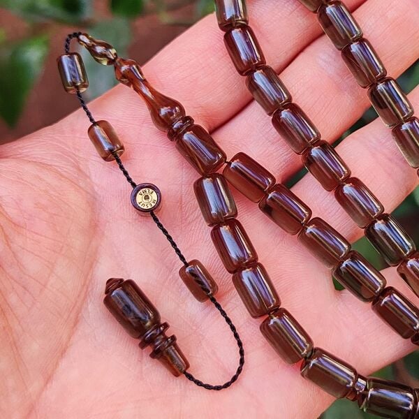 8x11 mm Mesut Elma Usta İmzalı Dominik Yeşili Zar Kehribar Tesbih