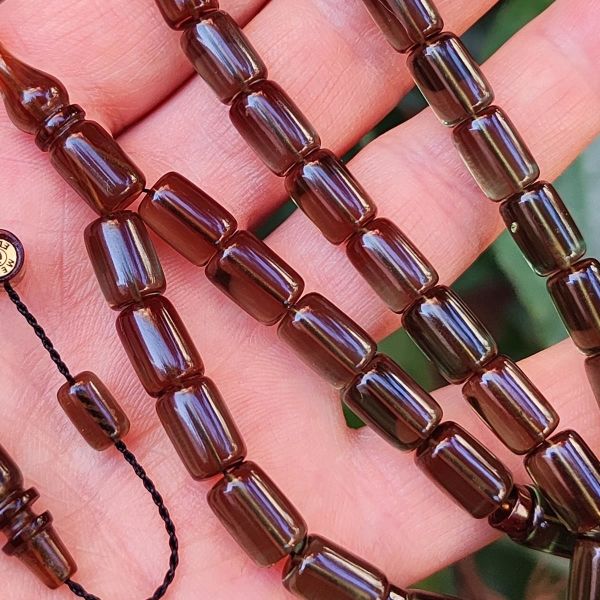 8x11 mm Mesut Elma Usta İmzalı Dominik Yeşili Zar Kehribar Tesbih