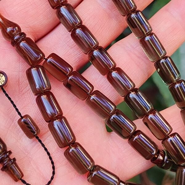 8x11 mm Mesut Elma Usta İmzalı Dominik Yeşili Zar Kehribar Tesbih