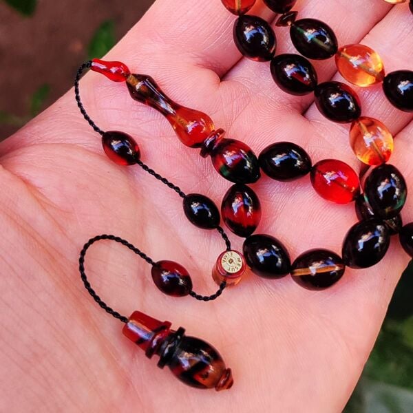 8x11 mm Mesut Elma Usta İmzalı Bonibon Ateşi Kehribar Tesbih