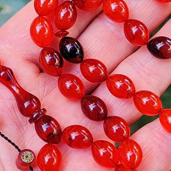 Koleksiyonluk 8x11 mm Mesut Elma Usta İmzalı Tava Sapı Benzetme Tesbih