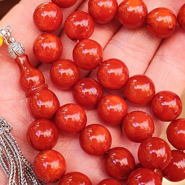 11 mm Mişmişi Alman Faturan Sıkma Kehribar Tesbih