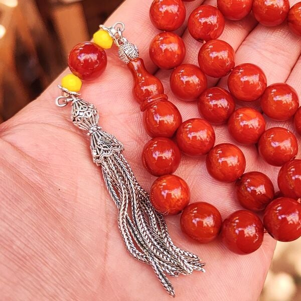 11 mm Mişmişi Alman Faturan Sıkma Kehribar Tesbih