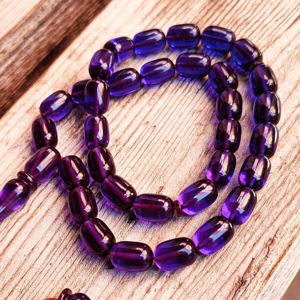 8x12 mm İmame Halkalı Lacivert Zar Kehribar Tesbih - Ebu Sırr Usta İşçilikli