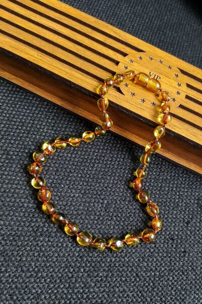 Sertifikalı Dominik Yeşili Kehribar Kolye Kız Erkek Bebek Diş Kolyesi 0-3 Yaş 32 cm