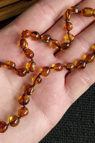 Sertifikalı Dominik Yeşili Kehribar Kolye Kız Erkek Bebek Diş Kolyesi 4-7 Yaş 35 cm