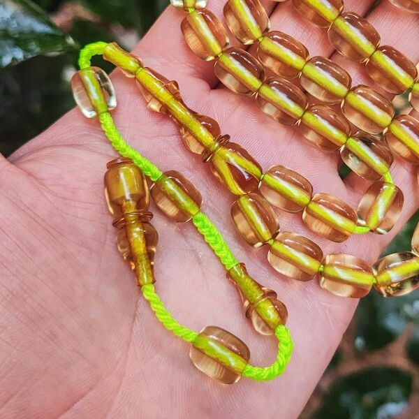 9x11 mm Şeffaf Delim Sarı Katalin Tesbih - Ergin Baran Necef