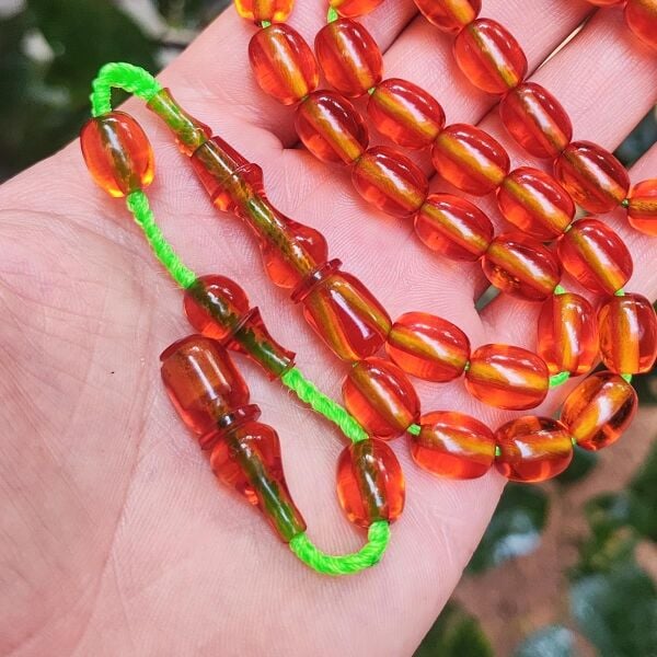 9x11 mm Şeffaf Delim Bal Rengi Katalin Tesbih - Ergin Baran Necef