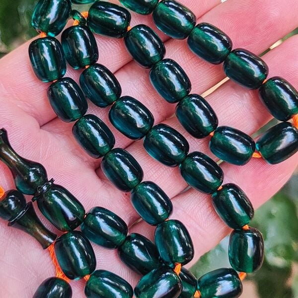 9x11 mm Şeffaf Delim Petrol Yeşili Katalin Tesbih - Ergin Baran Necef