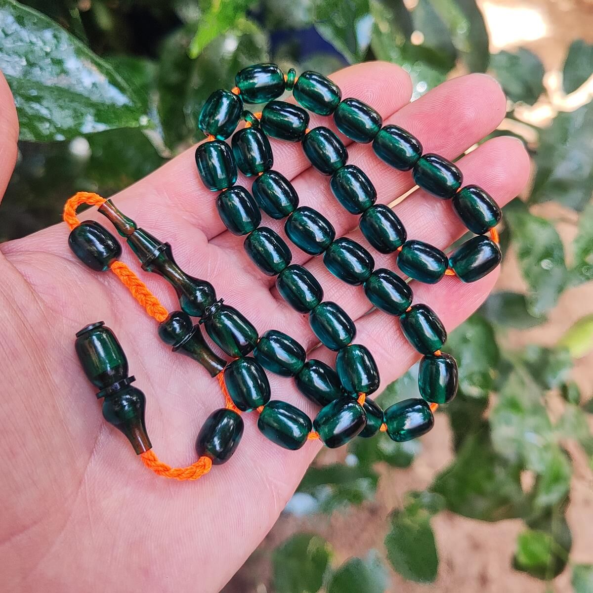 9x11 mm Şeffaf Delim Petrol Yeşili Katalin Tesbih - Ergin Baran Necef