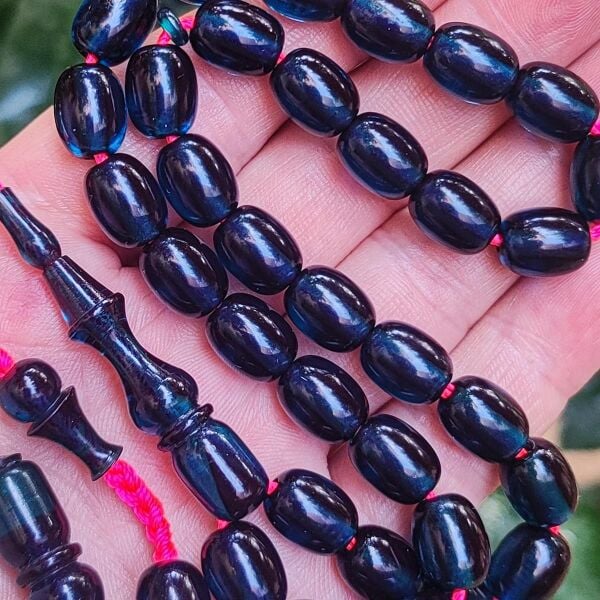 9x11 mm Şeffaf Delim Lacivert Katalin Tesbih - Ergin Baran Necef