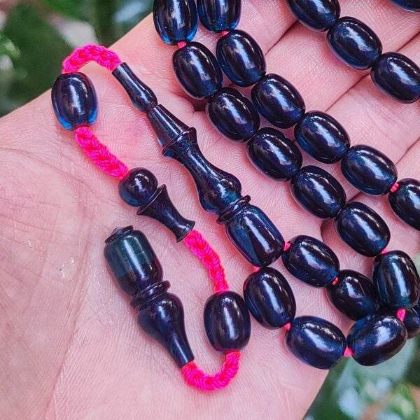 9x11 mm Şeffaf Delim Lacivert Katalin Tesbih - Ergin Baran Necef