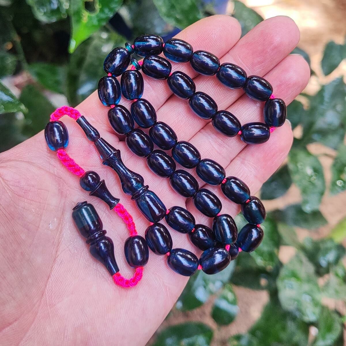 9x11 mm Şeffaf Delim Lacivert Katalin Tesbih - Ergin Baran Necef
