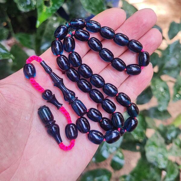 9x11 mm Şeffaf Delim Lacivert Katalin Tesbih - Ergin Baran Necef