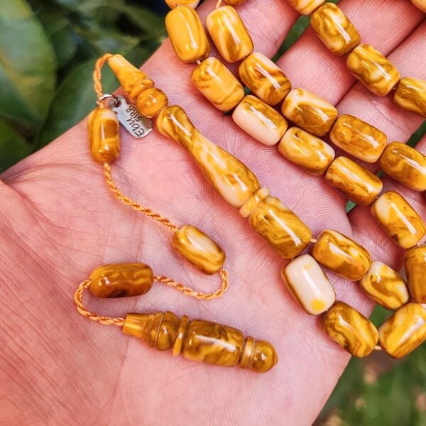 8x12 mm Eski Çekoslavak Katalin Tesbih - Ebu Sırr Usta İmzalı