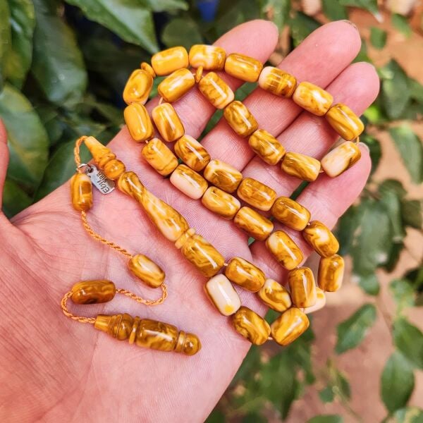 8x12 mm Eski Çekoslavak Katalin Tesbih - Ebu Sırr Usta İmzalı